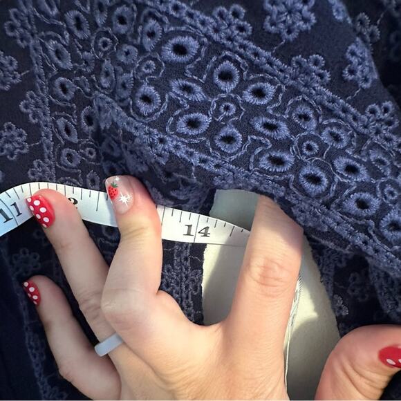 Alice + Olivia Navy Blue Floral Eyelet Embroidered Mini Dress 2 - Picture 9 of 12